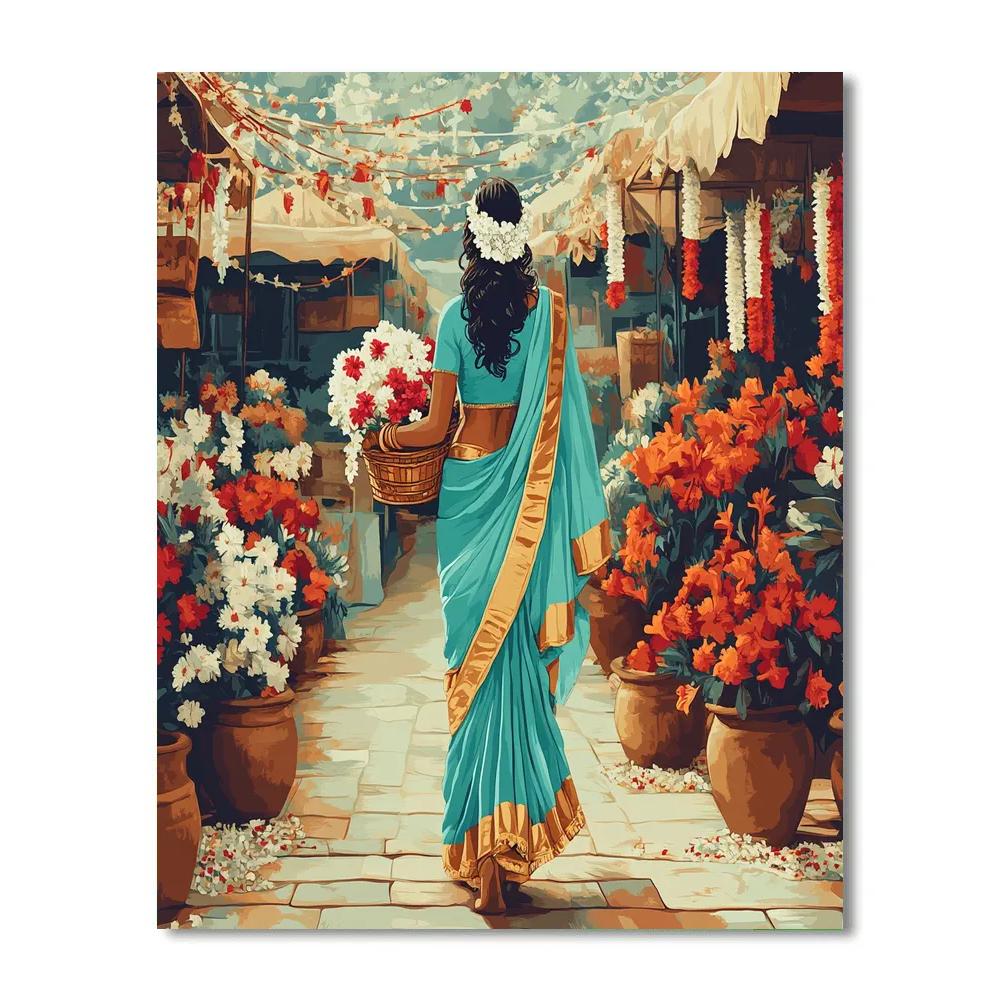 Parvati Midday Market Flower Buyer Numbered painting kits
