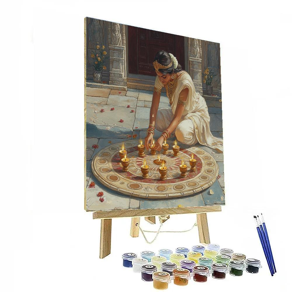 Parvati And The Seven Lamp Mandala Painting by numbers kit