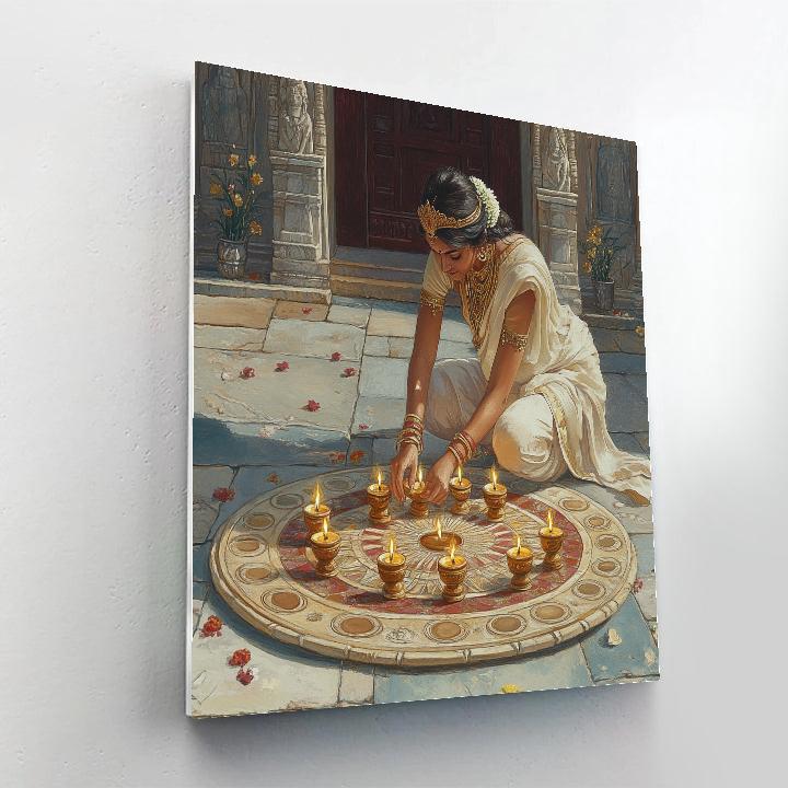 Parvati And The Seven Lamp Mandala Painting by numbers kit