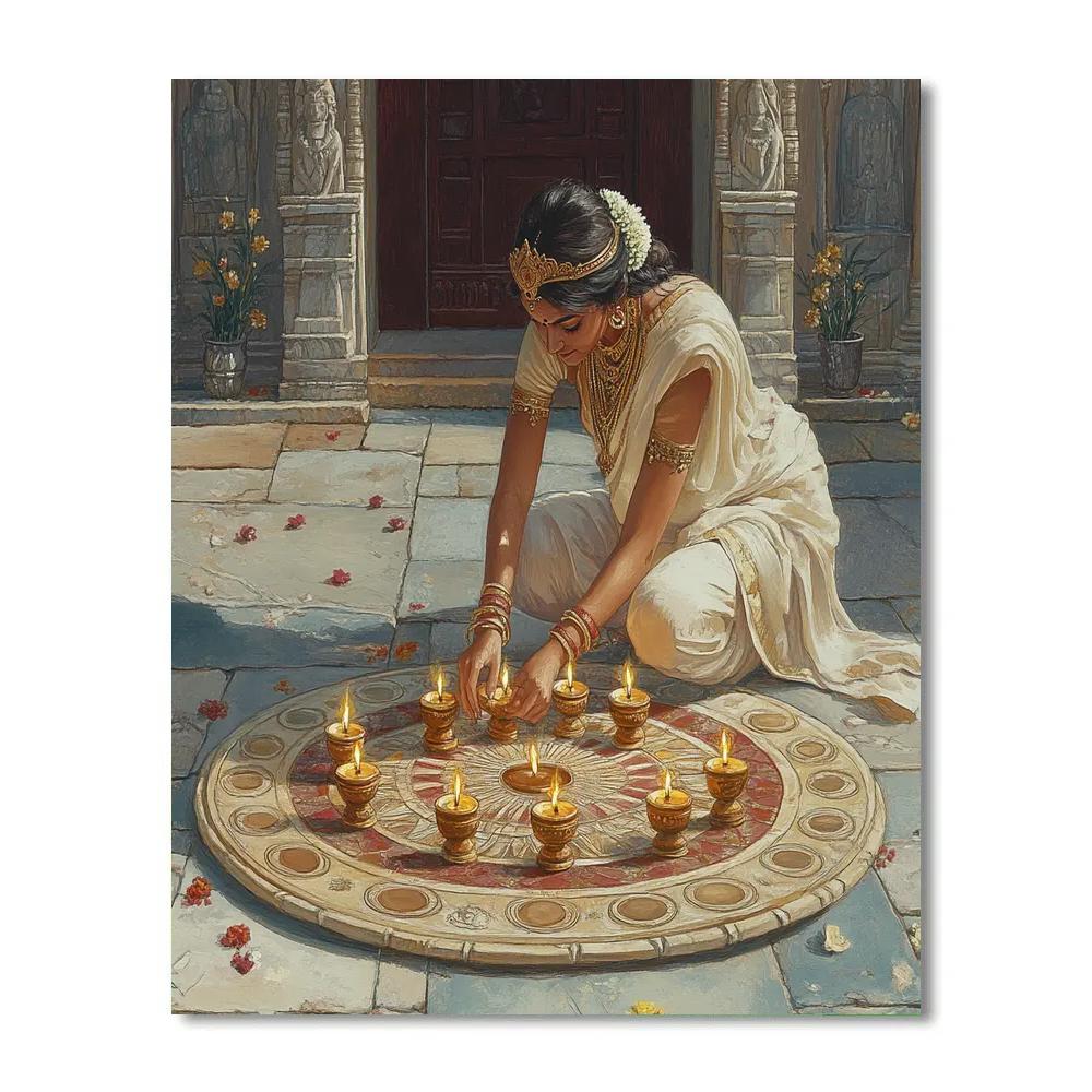 Parvati And The Seven Lamp Mandala Painting by numbers kit