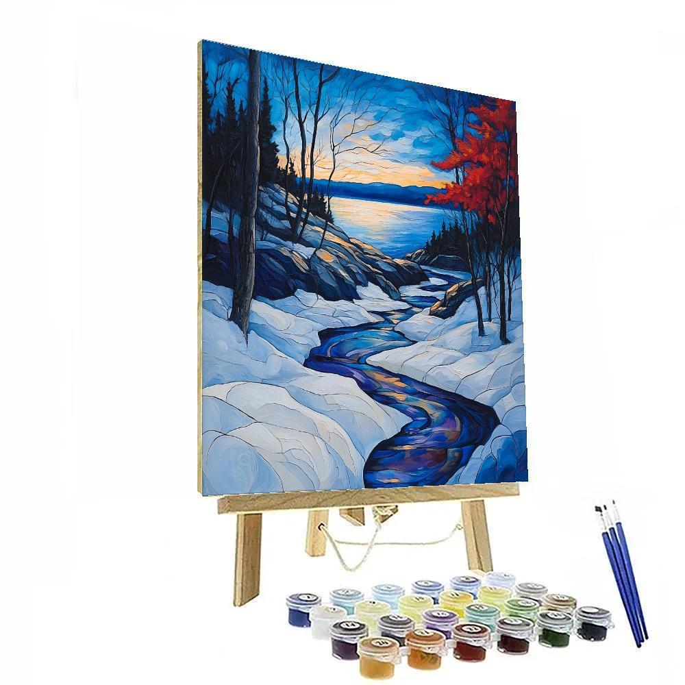 A.Y. Jackson Inspired Aurora Over Canadian Shield Thaw Paint by numbers art