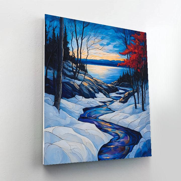 A.Y. Jackson Inspired Aurora Over Canadian Shield Thaw Paint by numbers art