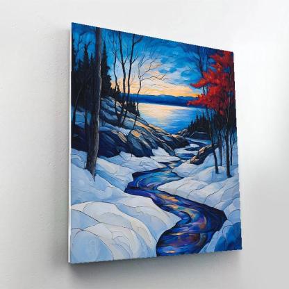 A.Y. Jackson Inspired Aurora Over Canadian Shield Thaw Paint by numbers art