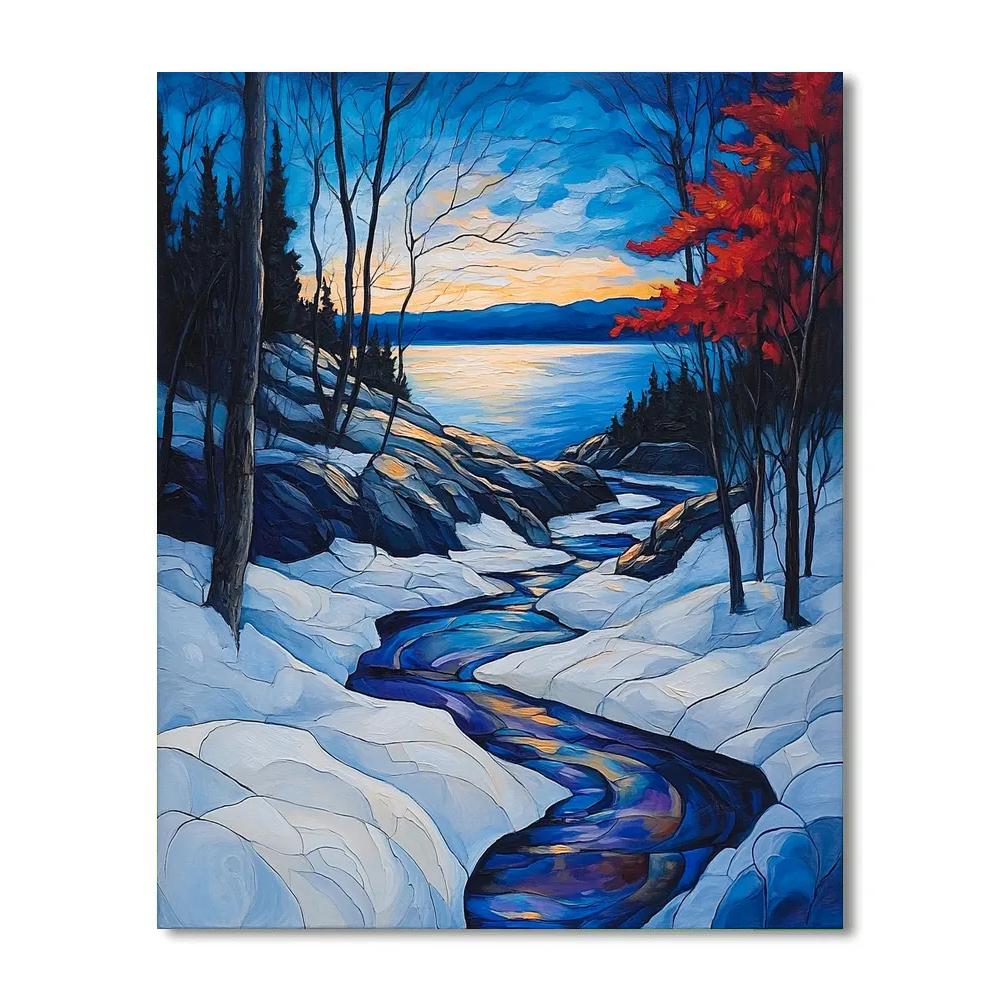 A.Y. Jackson Inspired Aurora Over Canadian Shield Thaw Paint by numbers art