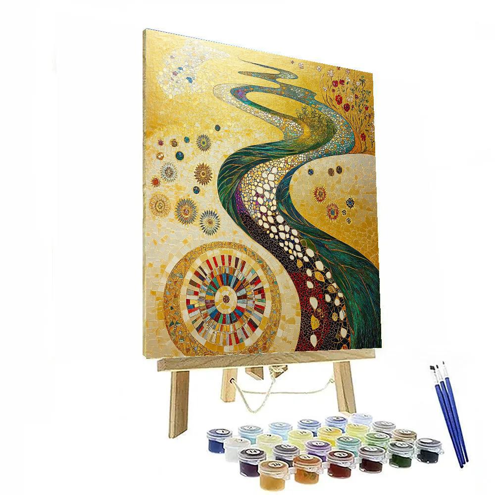 Gustav Klimt Inspired River Of Seasons Mandala Number painting