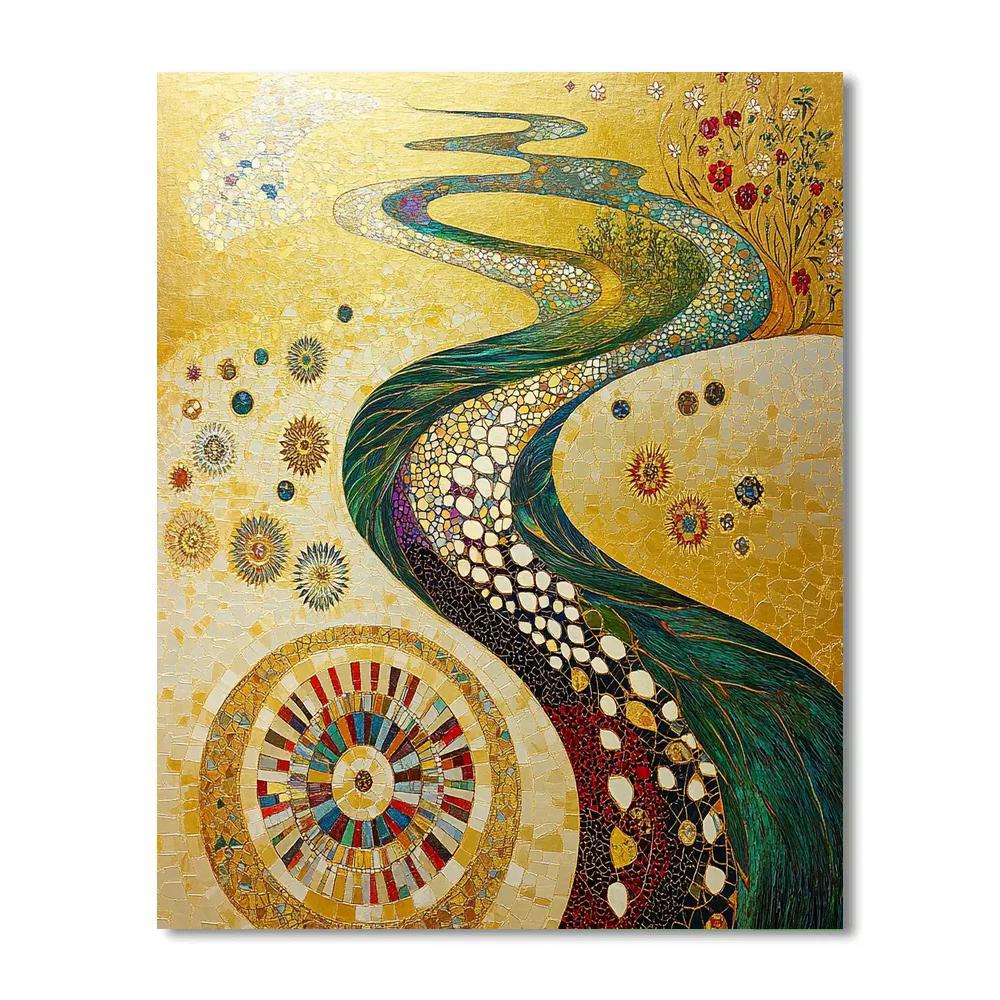 Gustav Klimt Inspired River Of Seasons Mandala Number painting