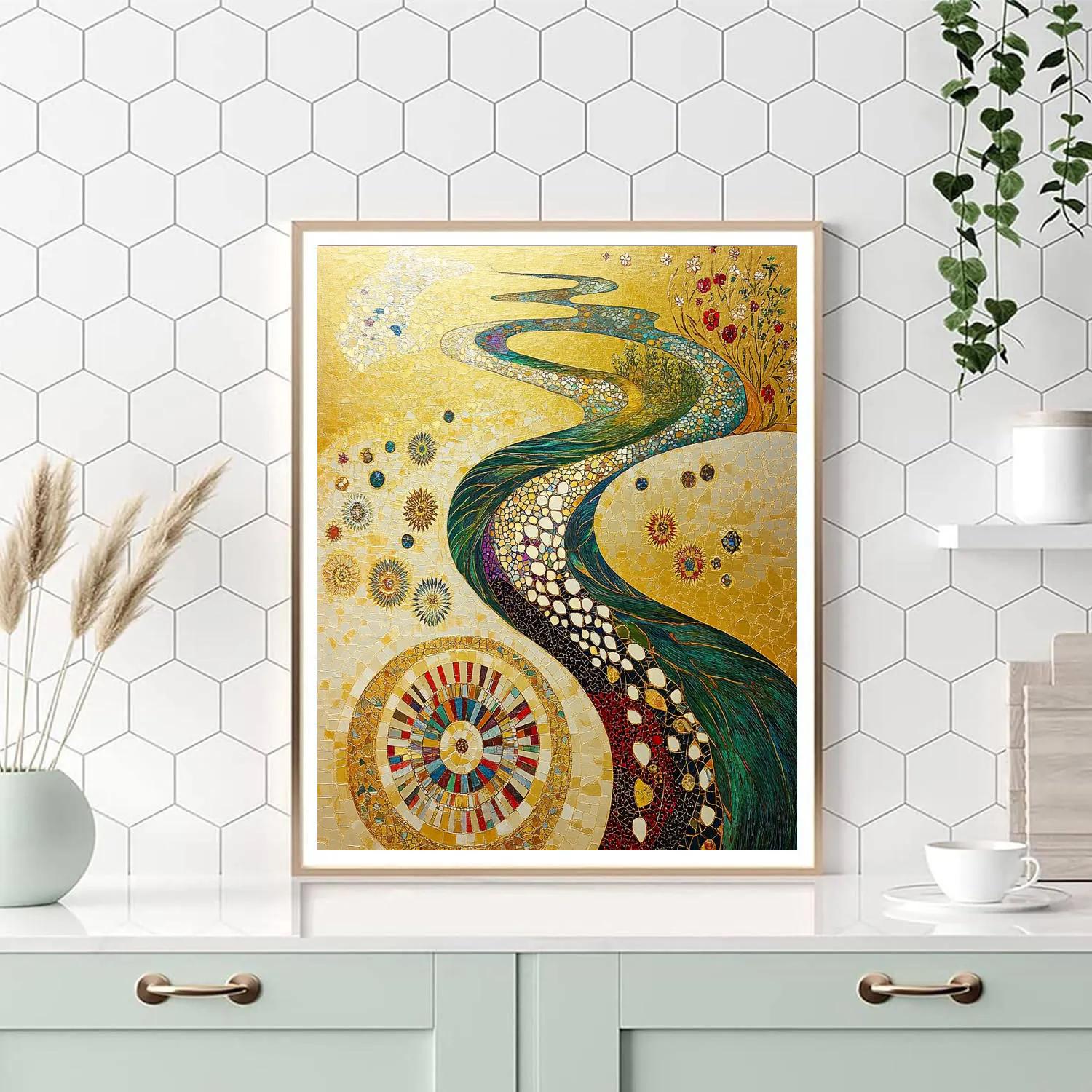 Gustav Klimt Inspired River Of Seasons Mandala Number painting