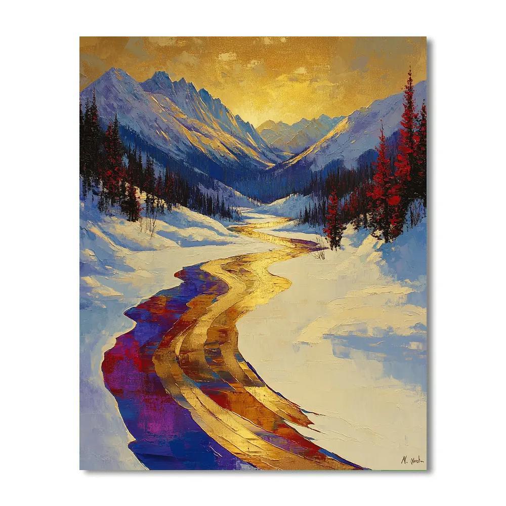 A.Y. Jackson Inspired Boreal Midnight Sun Color Snowfields Painting by numbers kit