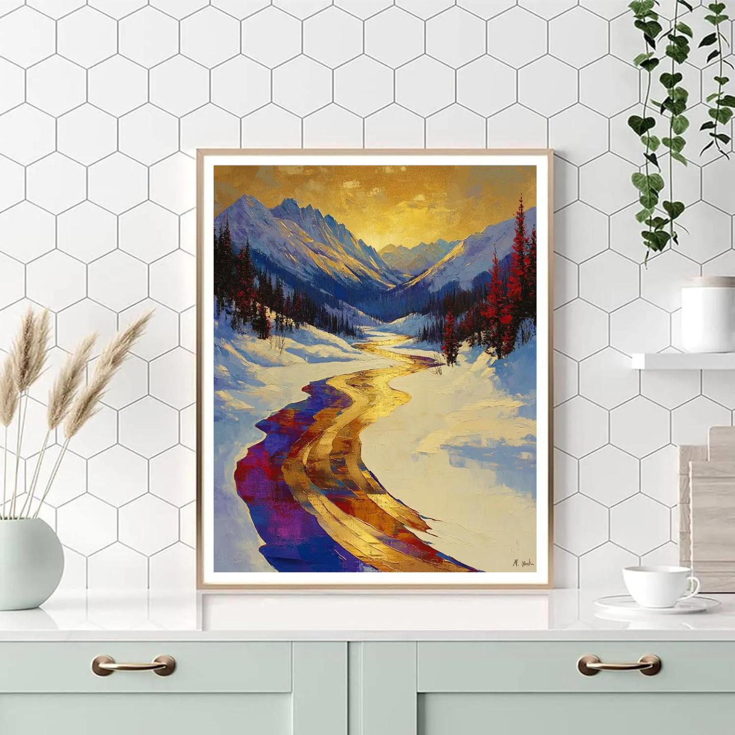 A.Y. Jackson Inspired Boreal Midnight Sun Color Snowfields Painting by numbers kit