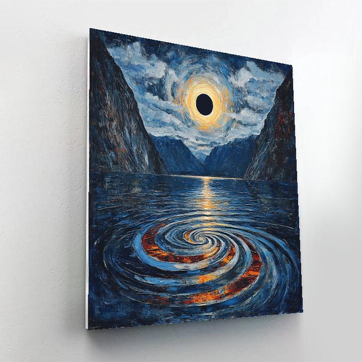 Edvard Munch Inspired Tidal Eclipse Over The Fjord paint by color