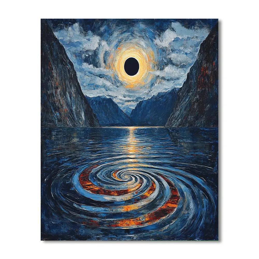 Edvard Munch Inspired Tidal Eclipse Over The Fjord paint by color