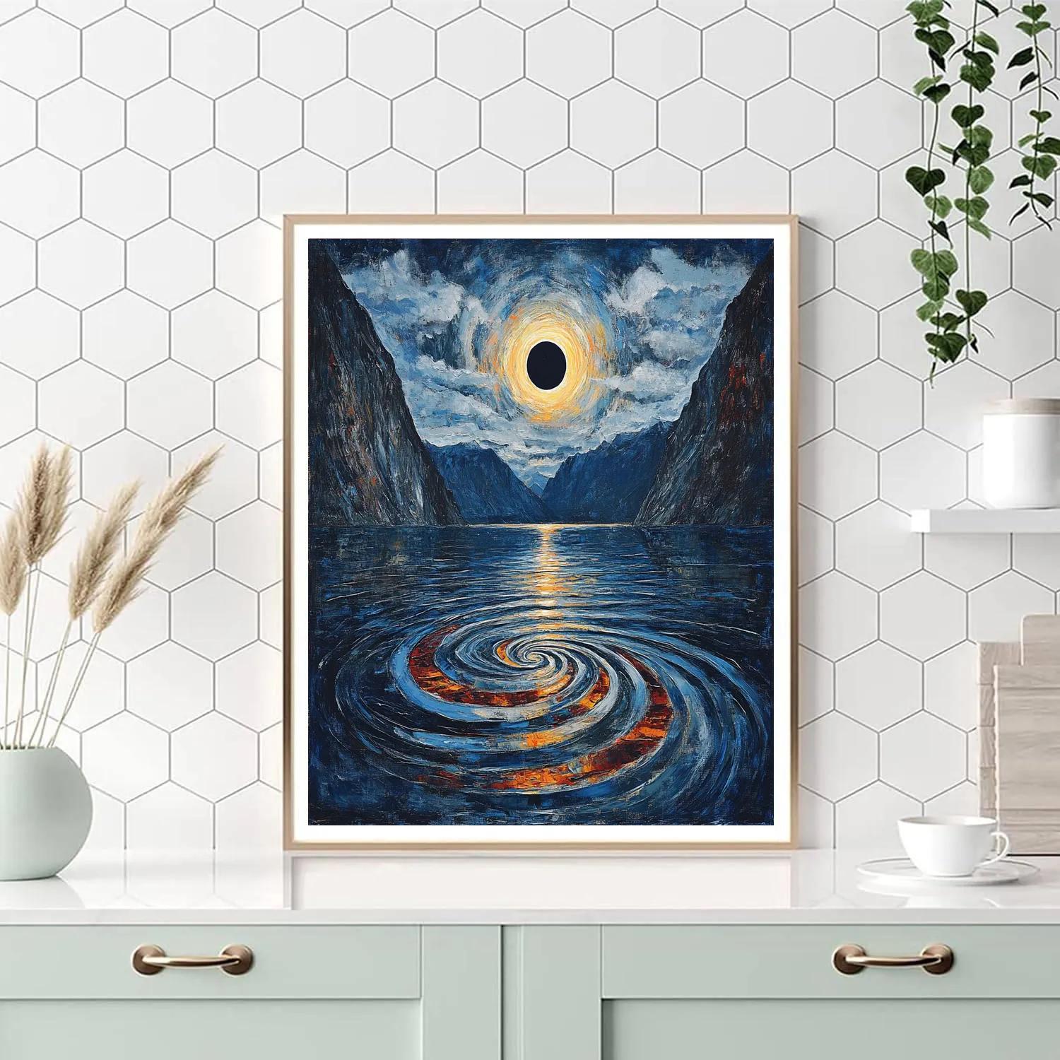 Edvard Munch Inspired Tidal Eclipse Over The Fjord paint by color