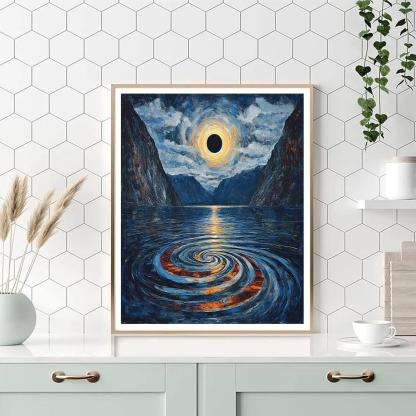 Edvard Munch Inspired Tidal Eclipse Over The Fjord paint by color