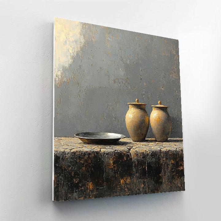 Diego Velázquez Inspired Silvery Bodegon Of Earthenware And Quiet Light paint by color