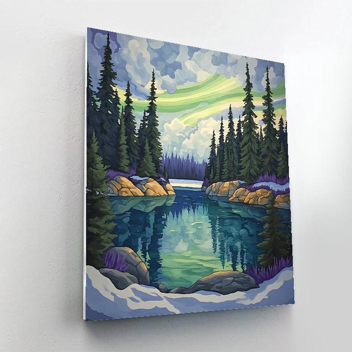 Franklin Carmichael Inspired Boreal Lake Under Aurora Veil Numbered painting kits