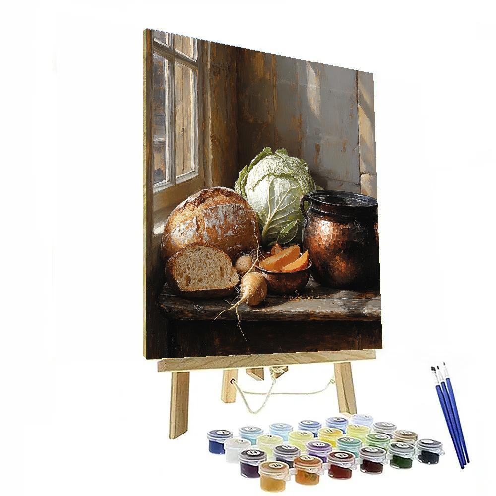 Diego Velázquez Inspired Market Still Life In Misty Ochres DIY paint by numbers