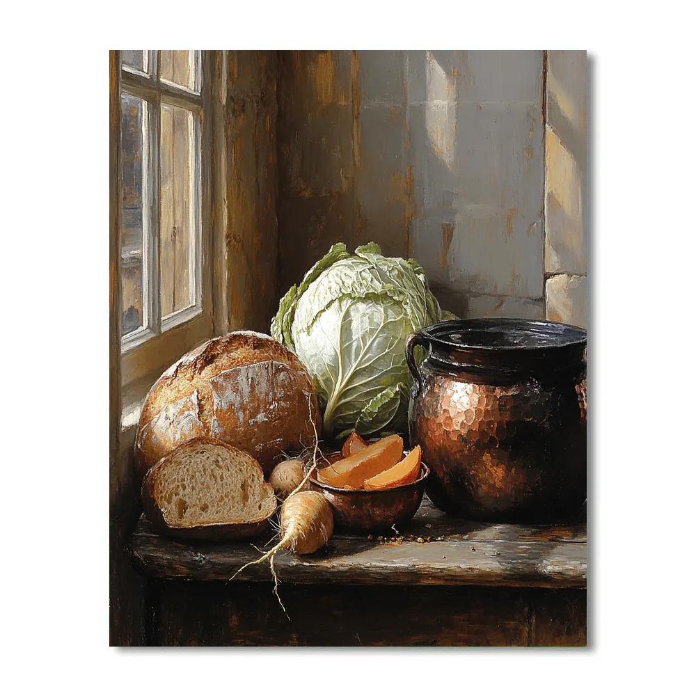 Diego Velázquez Inspired Market Still Life In Misty Ochres DIY paint by numbers