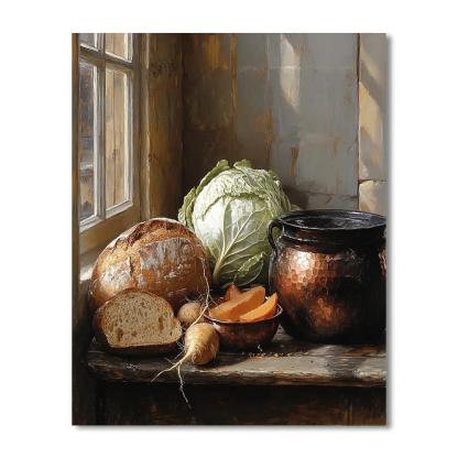 Diego Velázquez Inspired Market Still Life In Misty Ochres DIY paint by numbers
