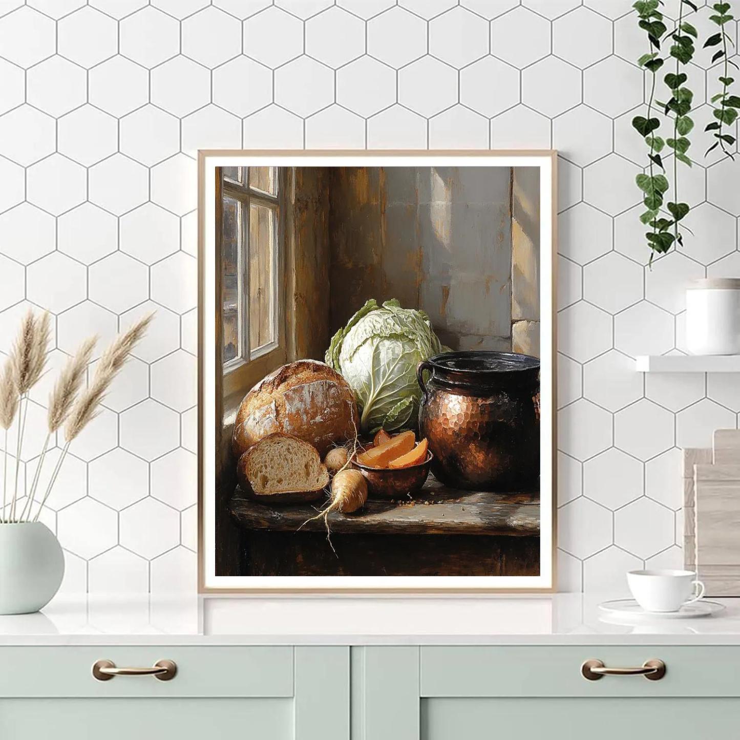 Diego Velázquez Inspired Market Still Life In Misty Ochres DIY paint by numbers