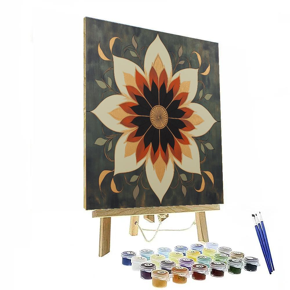 Nandalal Bose Inspired Eclipse Lotus Mandala Sky paint by number
