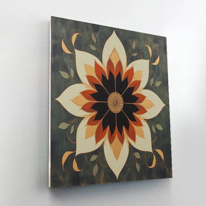 Nandalal Bose Inspired Eclipse Lotus Mandala Sky paint by number