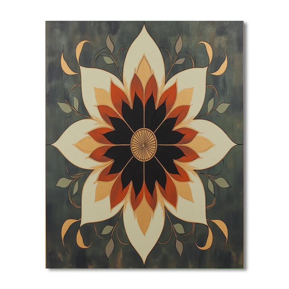 Nandalal Bose Inspired Eclipse Lotus Mandala Sky paint by number