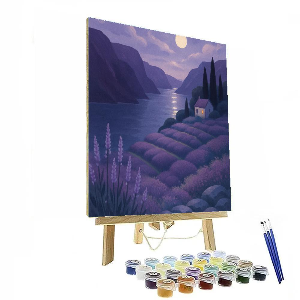 Moonlit Terraces Above The Lavender Fjord paint by number