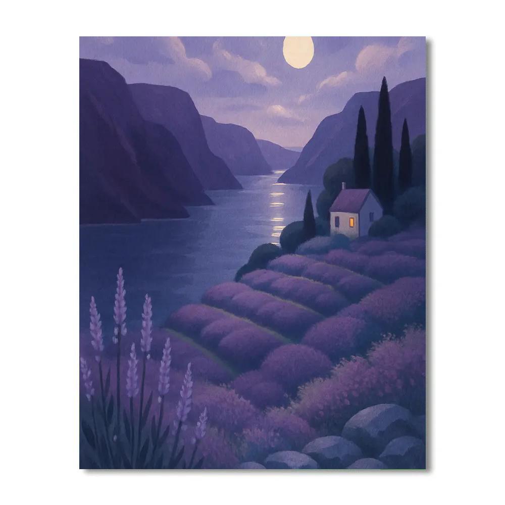 Moonlit Terraces Above The Lavender Fjord paint by number