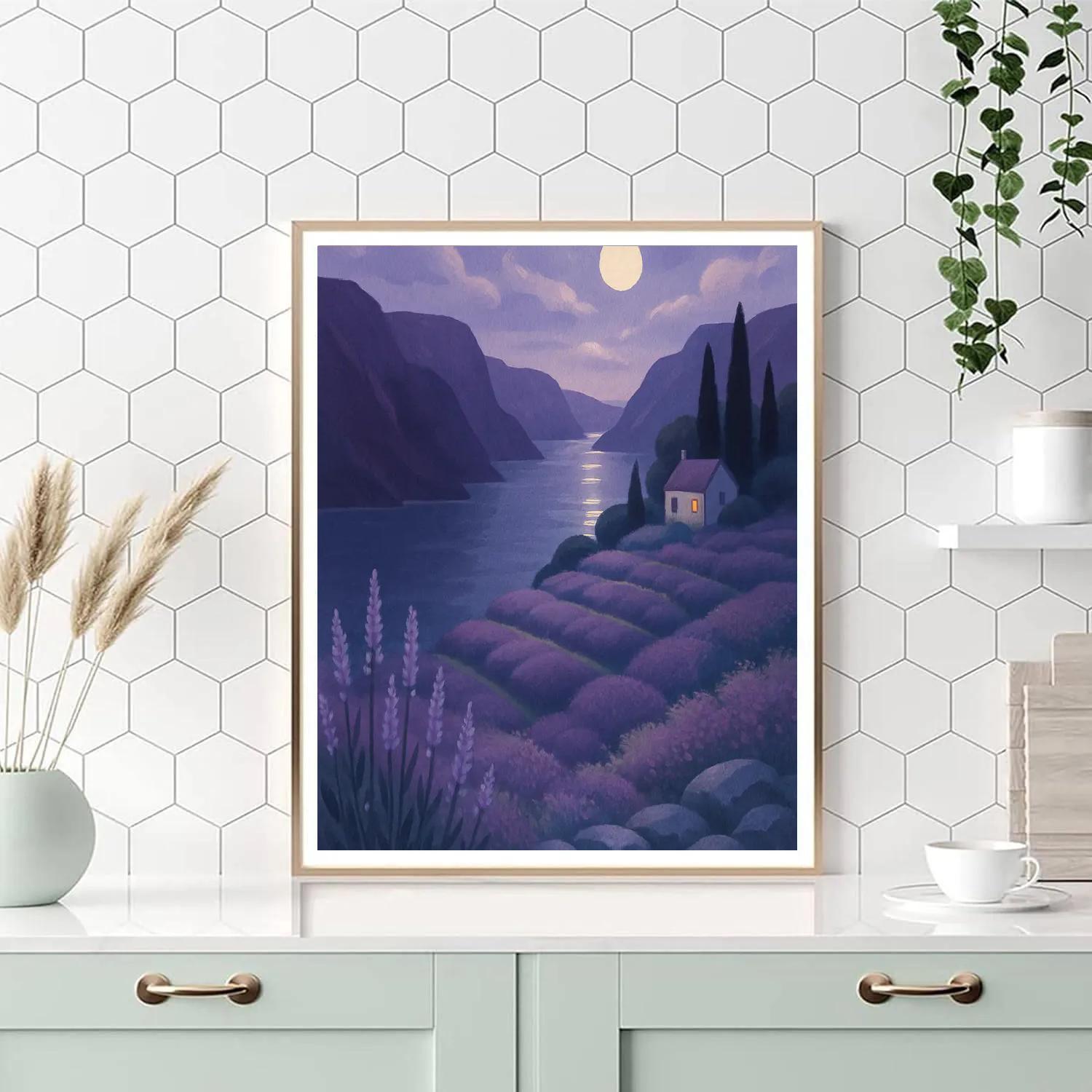 Moonlit Terraces Above The Lavender Fjord paint by number