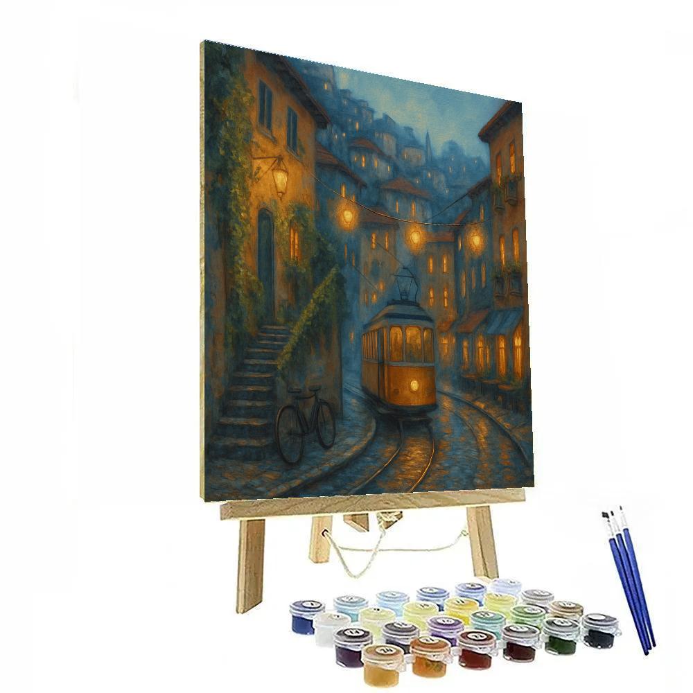 Lantern Mist Over The Hillside Tramway Paint by numbers art
