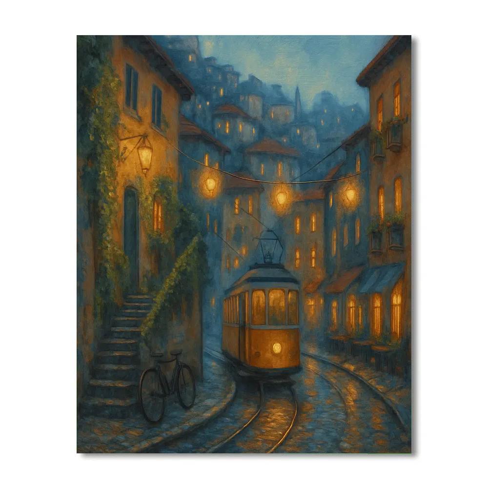 Lantern Mist Over The Hillside Tramway Paint by numbers art