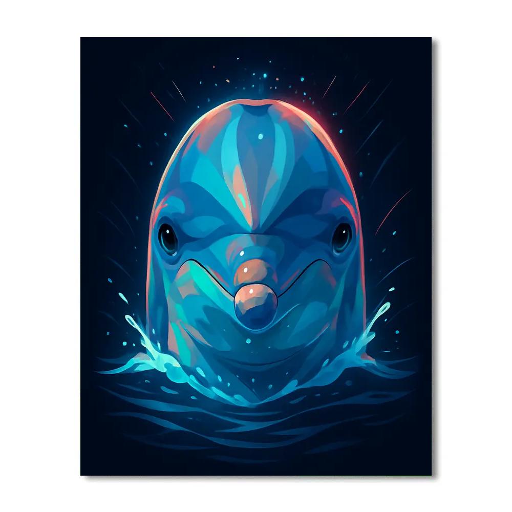 Prismatic Tide Dolphin Number painting