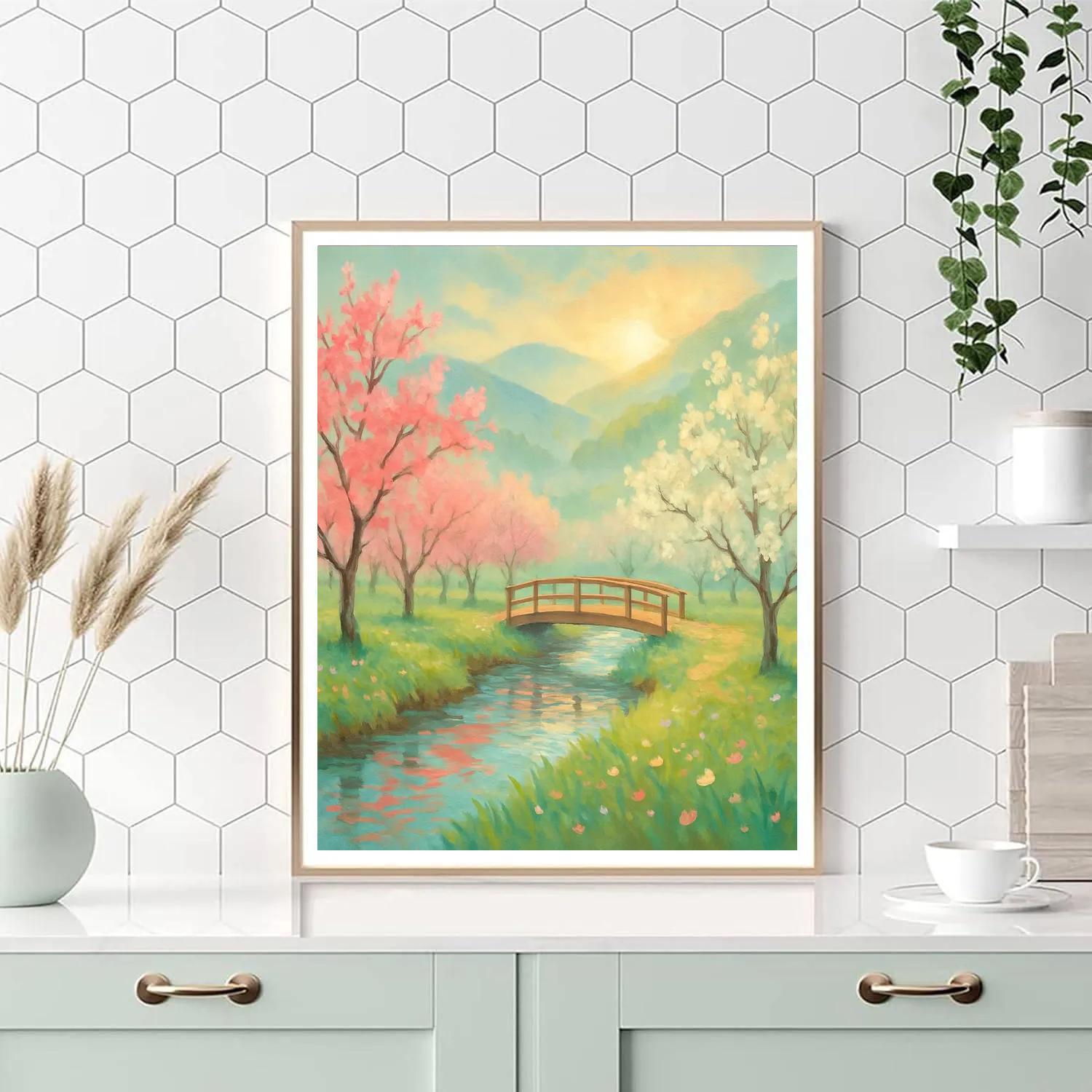 Sunrise Orchard Through The Rain Veil paint by color