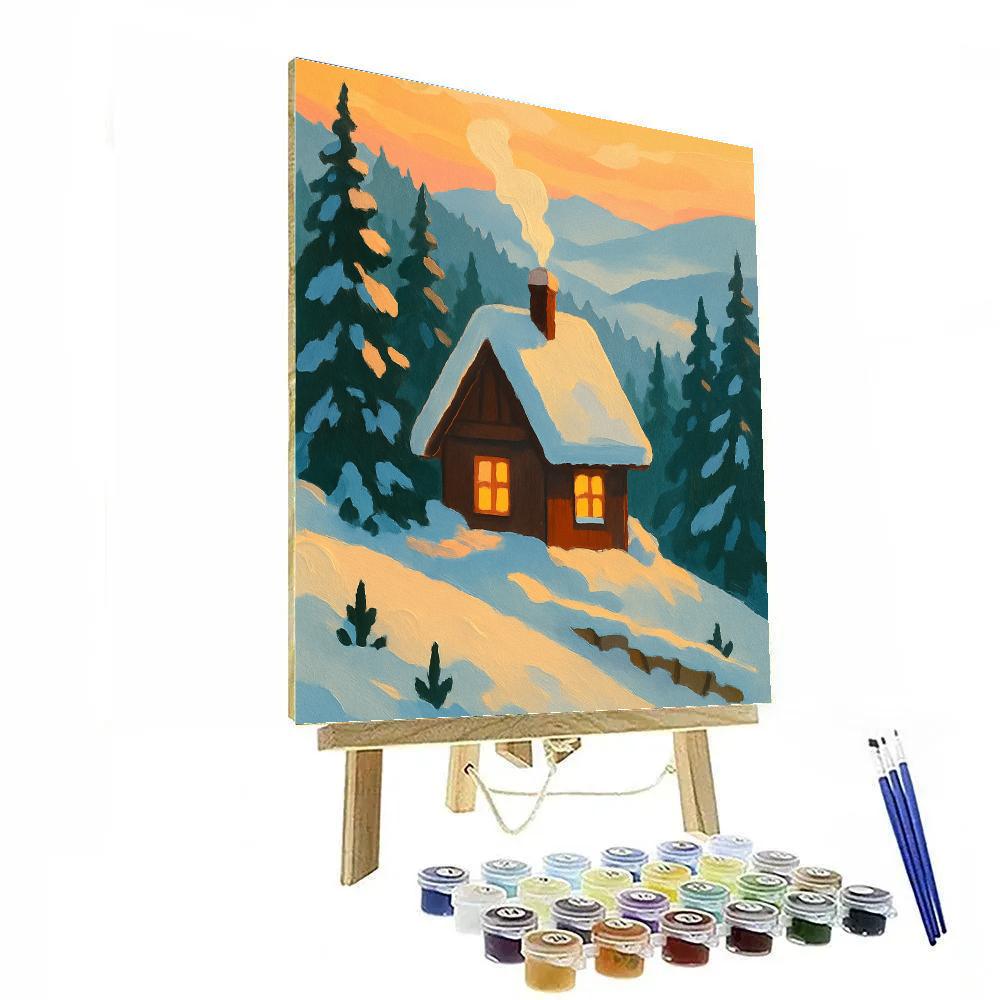 Saffron Dawn Around The Hillside Chalet Paint by numbers kits