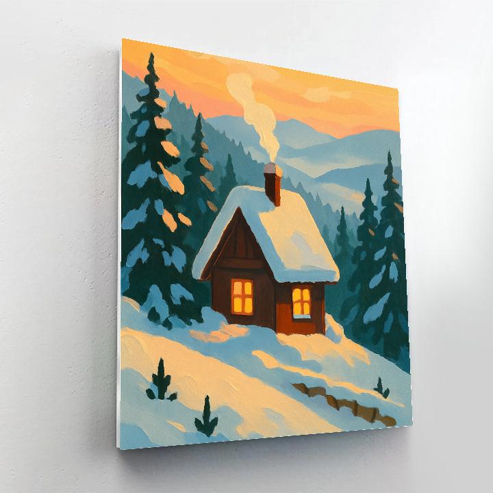 Saffron Dawn Around The Hillside Chalet Paint by numbers kits