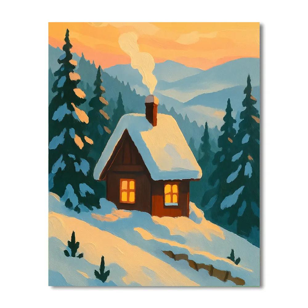 Saffron Dawn Around The Hillside Chalet Paint by numbers kits