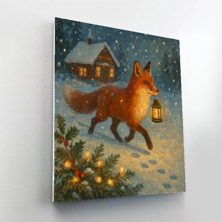Lantern Fox On Evergreen Hill painting number kit