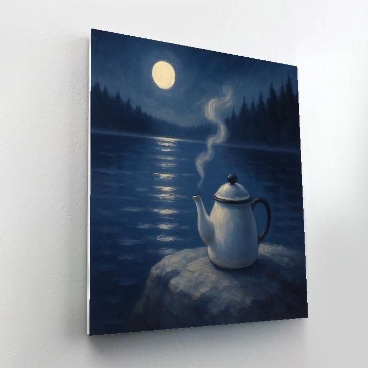 Moonlit Kettle Steam Lake Paint by numbers art
