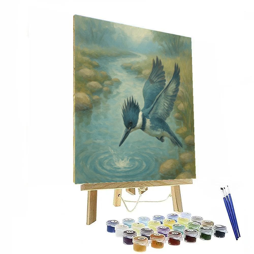 Kingfisher Ribbon Over Glassy Creek Paint by numbers art