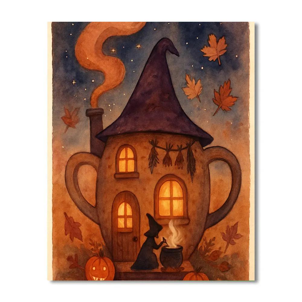 The Teacup Witch Cottage Glow paint by numbers