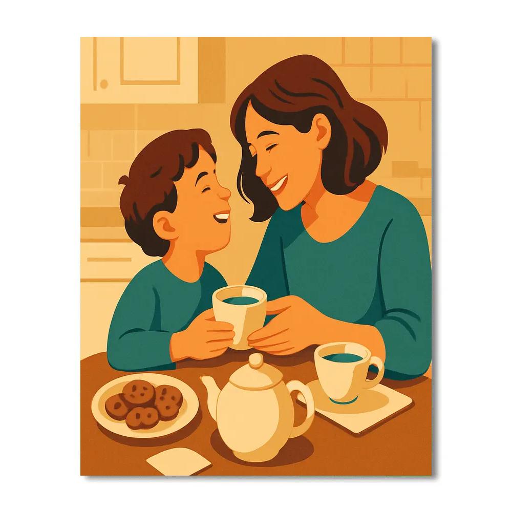 Orbiting Tea Time At The Kitchen Table paint by number