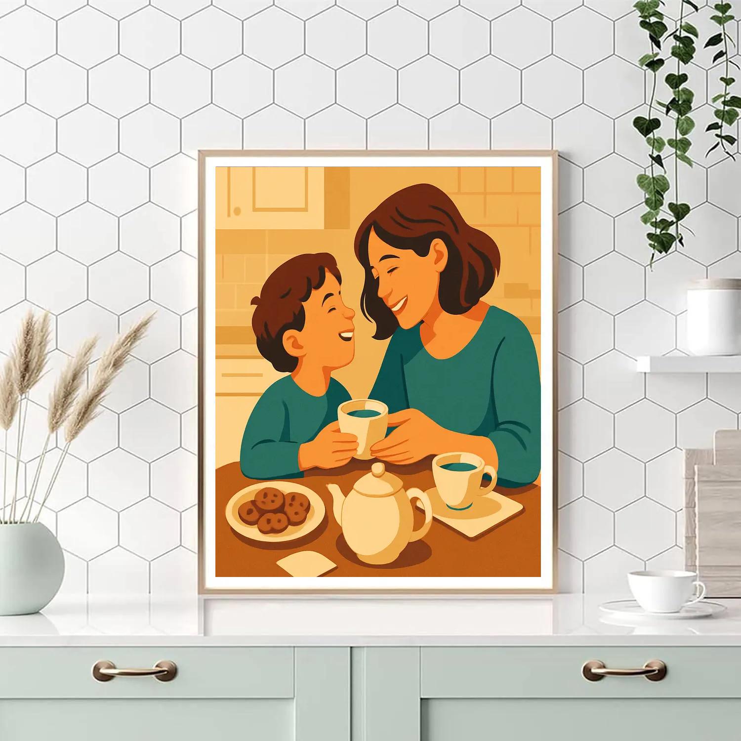 Orbiting Tea Time At The Kitchen Table paint by number