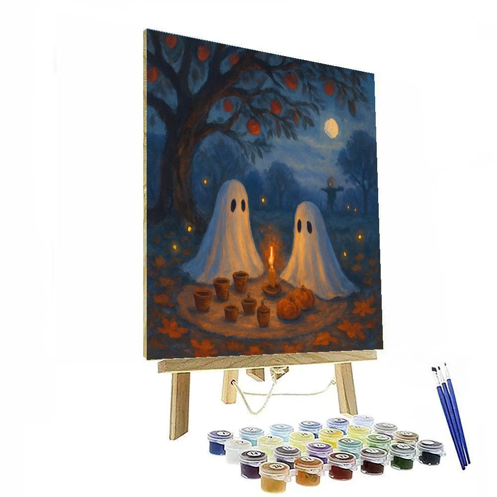 Ghost Picnic Under The Moonlit Orchard Paint by numbers art