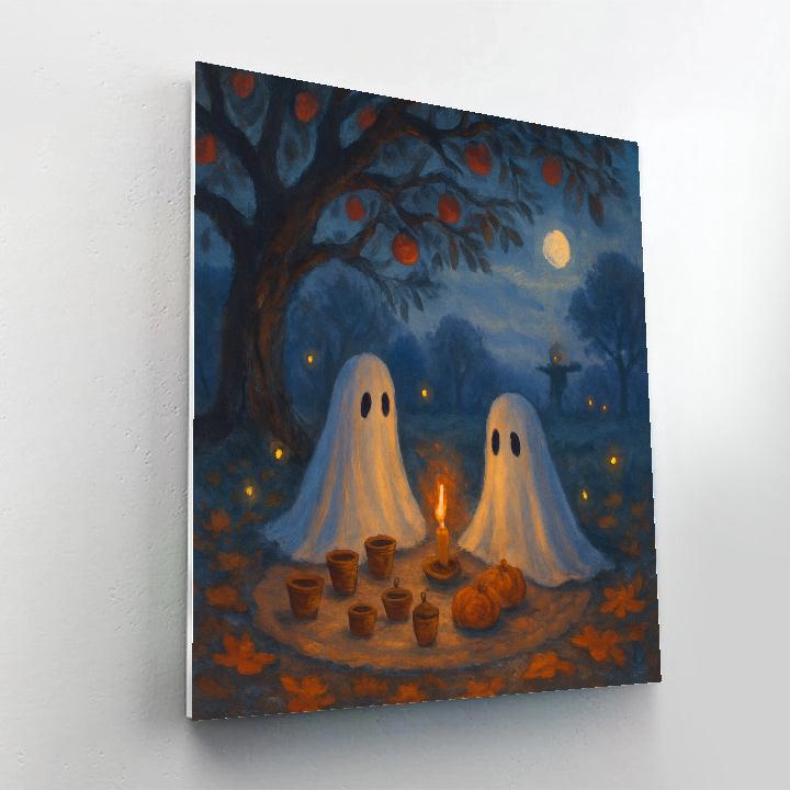 Ghost Picnic Under The Moonlit Orchard Paint by numbers art