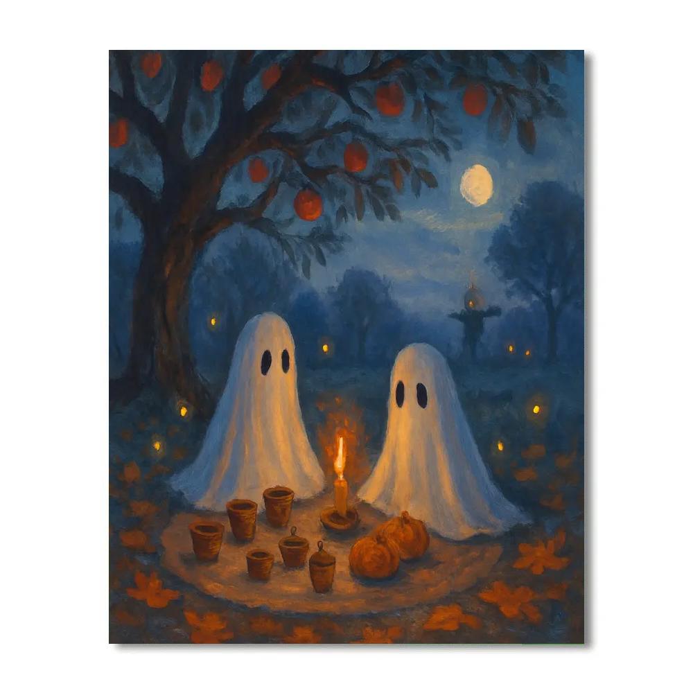 Ghost Picnic Under The Moonlit Orchard Paint by numbers art