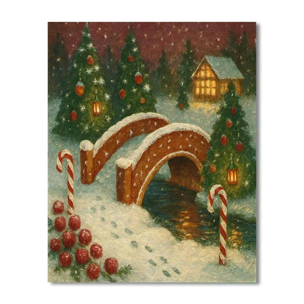 Gingerbread Bridge In The Frost Garden Number painting