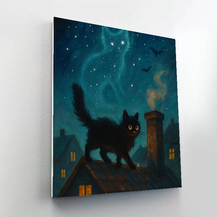 Black Cat Constellation Stroll DIY paint by numbers