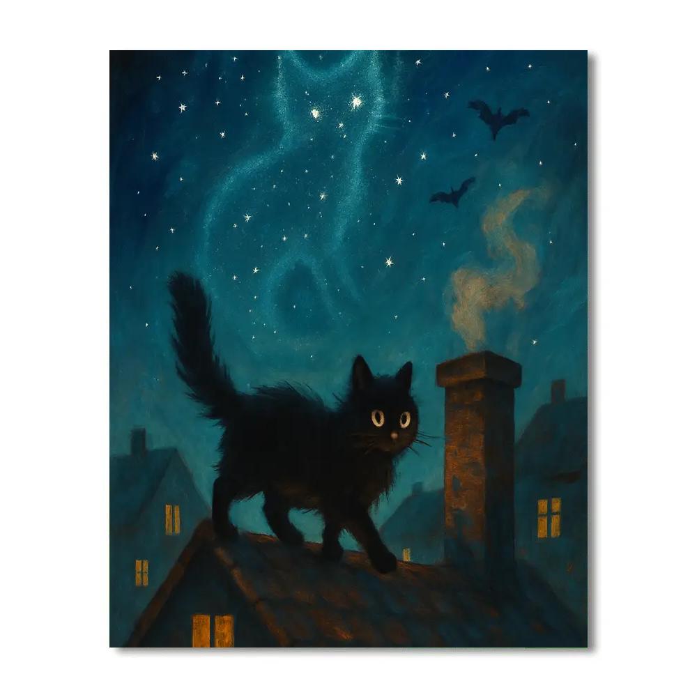 Black Cat Constellation Stroll DIY paint by numbers