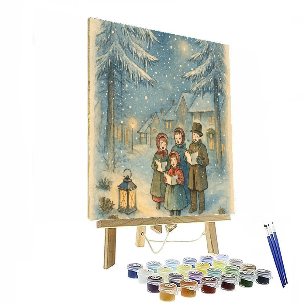 Midnight Carolers Beneath Glassy Pines Painting by numbers kit