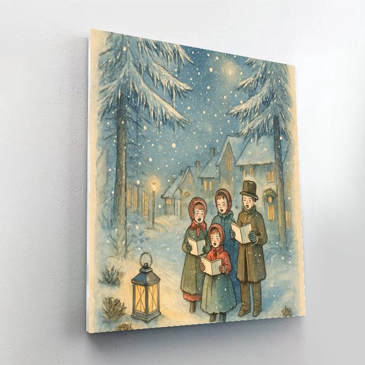 Midnight Carolers Beneath Glassy Pines Painting by numbers kit